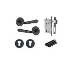 9203KENTR60KK - Sarlat Lever - Round Rose Entrance Kit with Separate High Security Lock - Matt Black - Entrance