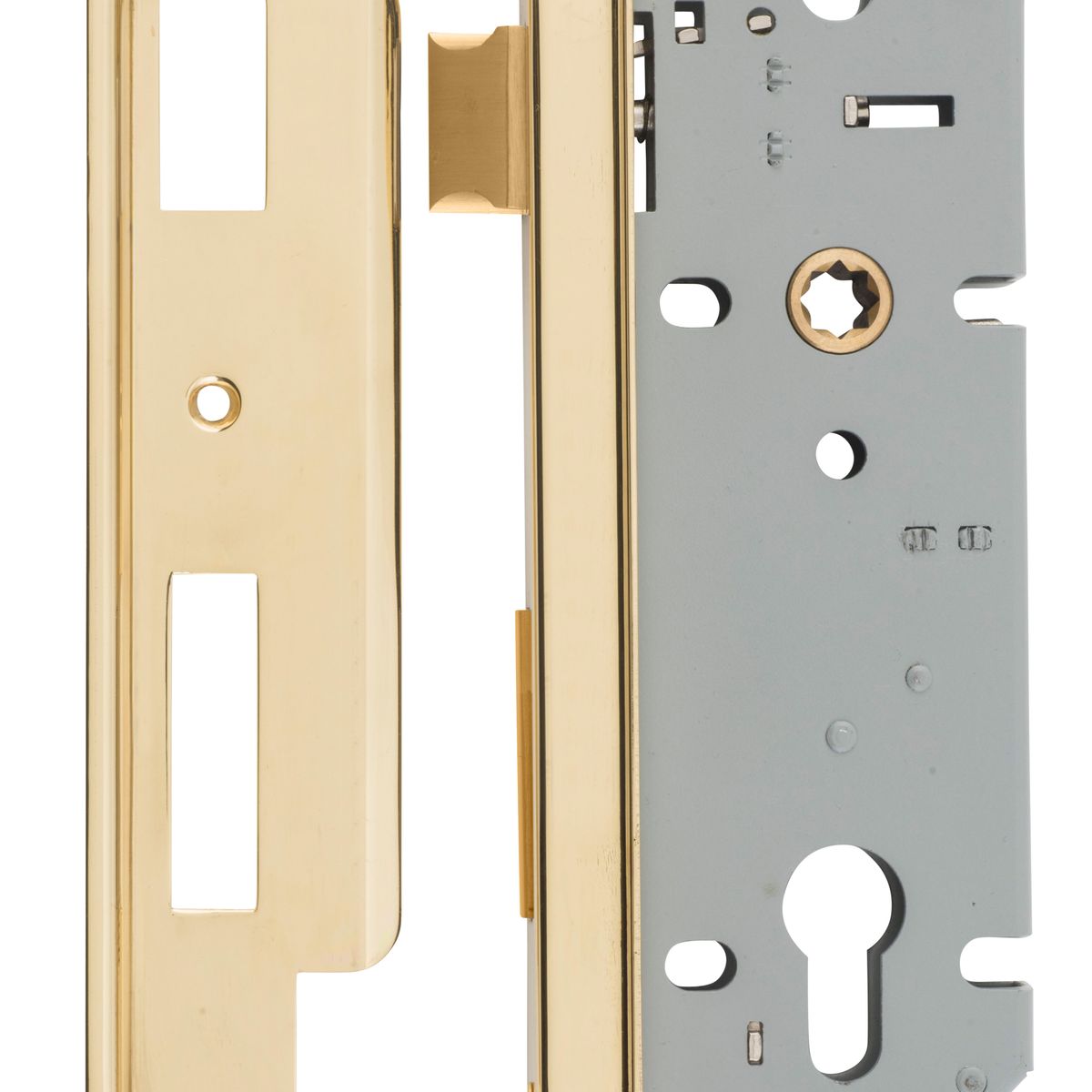 6028 - Rebated 85mm Euro Mortice Locks - 45mm Backset - Polished Brass