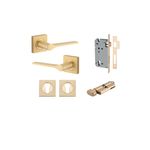 0466KENTR60KT - Como Lever - Square Rose Entrance Kit with High Security Lock - Brushed Brass - Entrance