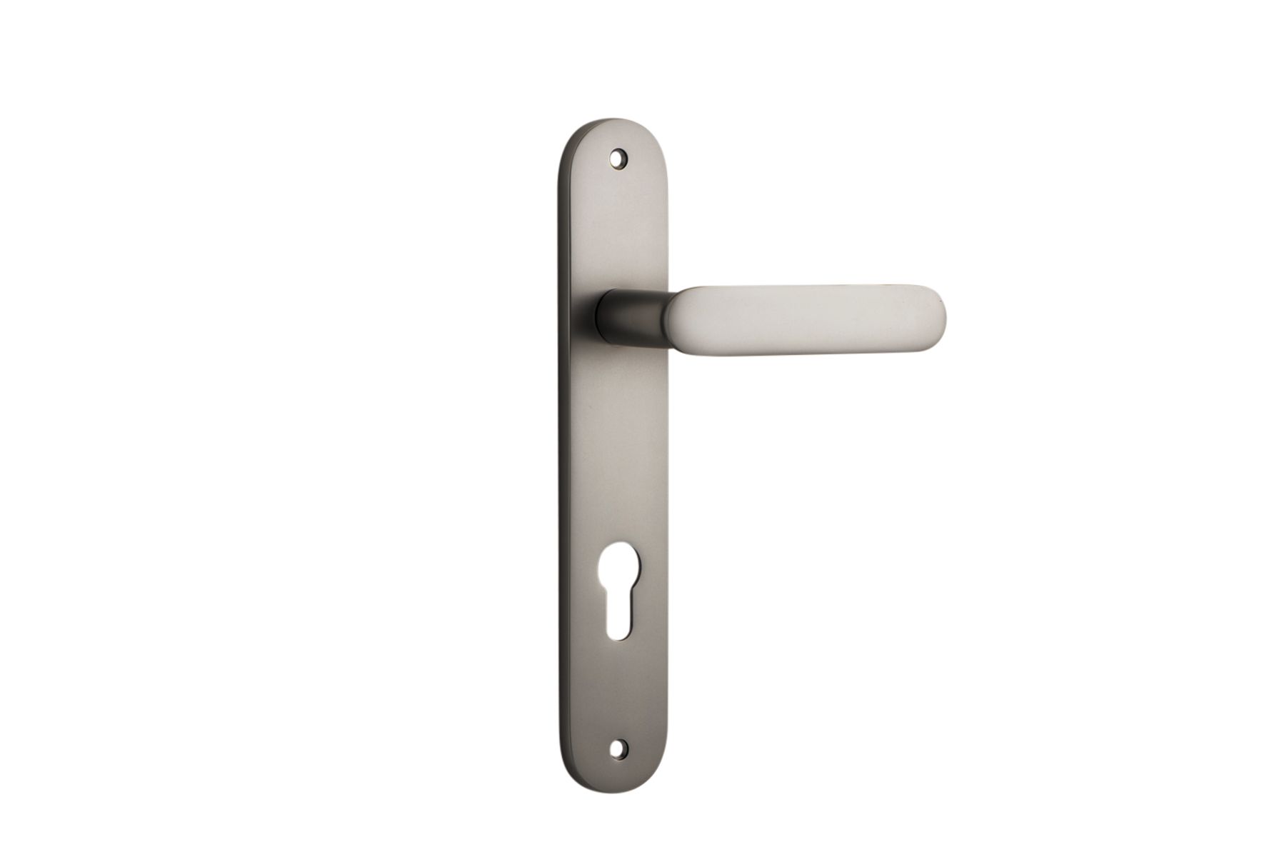 14764E85 - Bronte Lever - Oval Backplate - Satin Nickel - Entrance