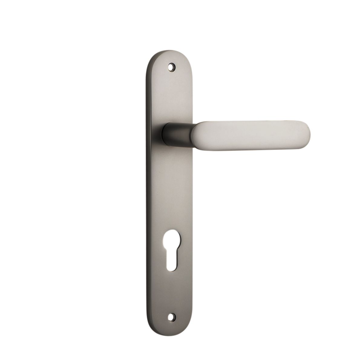 14764E85 - Bronte Lever - Oval Backplate - Satin Nickel - Entrance