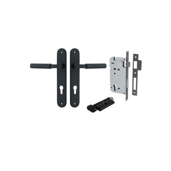 Brunswick Lever - Oval Backplate Entrance Kit with High Security Lock