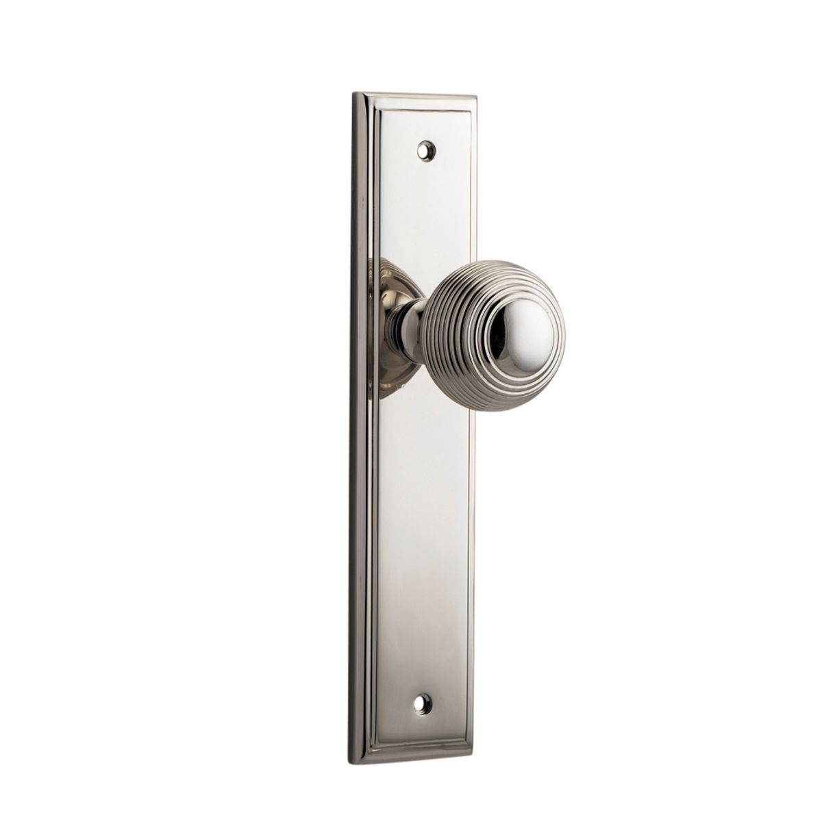 14342 - Guildford Knob - Stepped Backplate - Polished Nickel - Passage