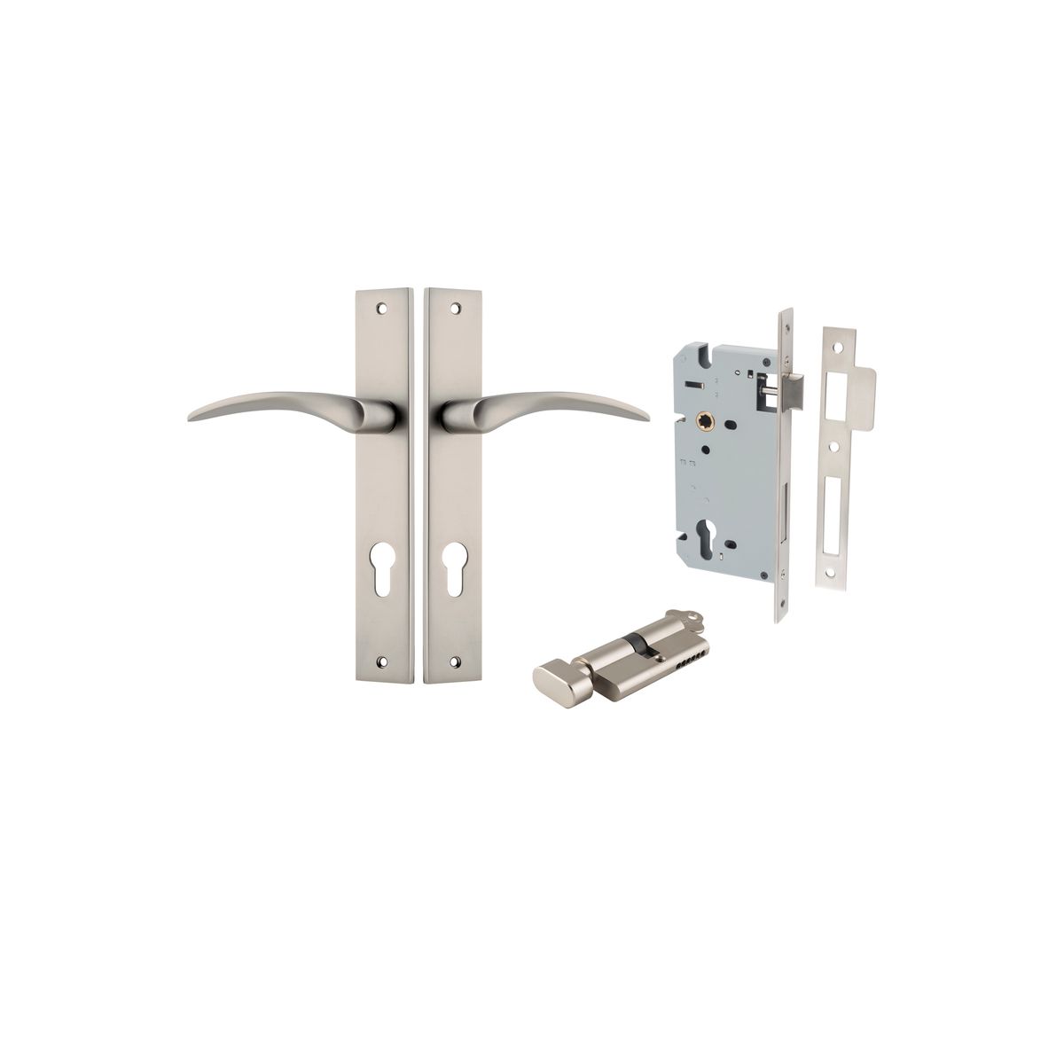 14704KENTR60KT - Oxford Lever - Rectangular Backplate Entrance Kit with High Security Lock - Satin Nickel - Entrance