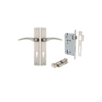 Oxford Lever - Rectangular Backplate Entrance Kit with High Security Lock