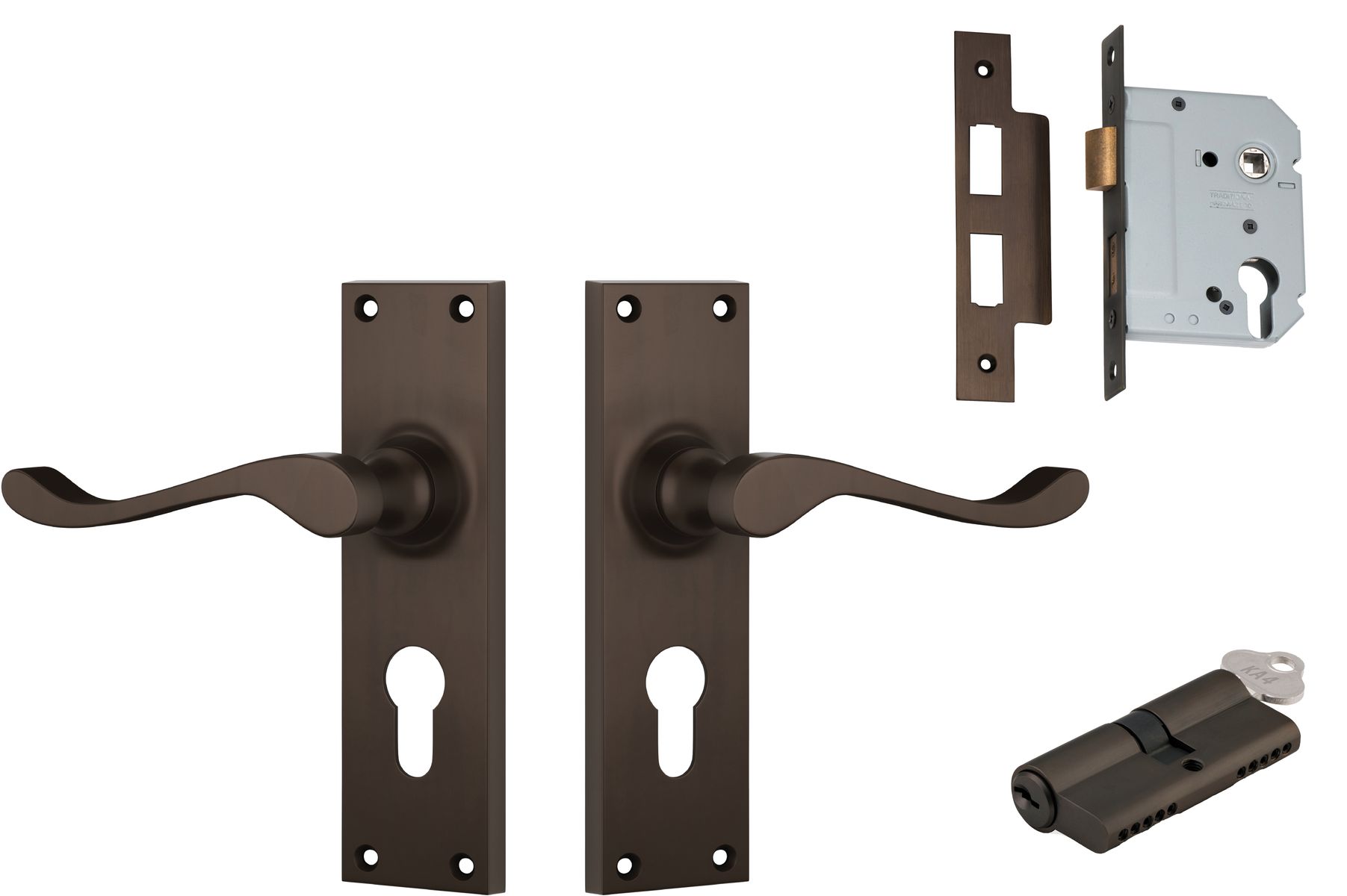 Victorian Lever - Long Backplate Entrance Set with High Security Lock