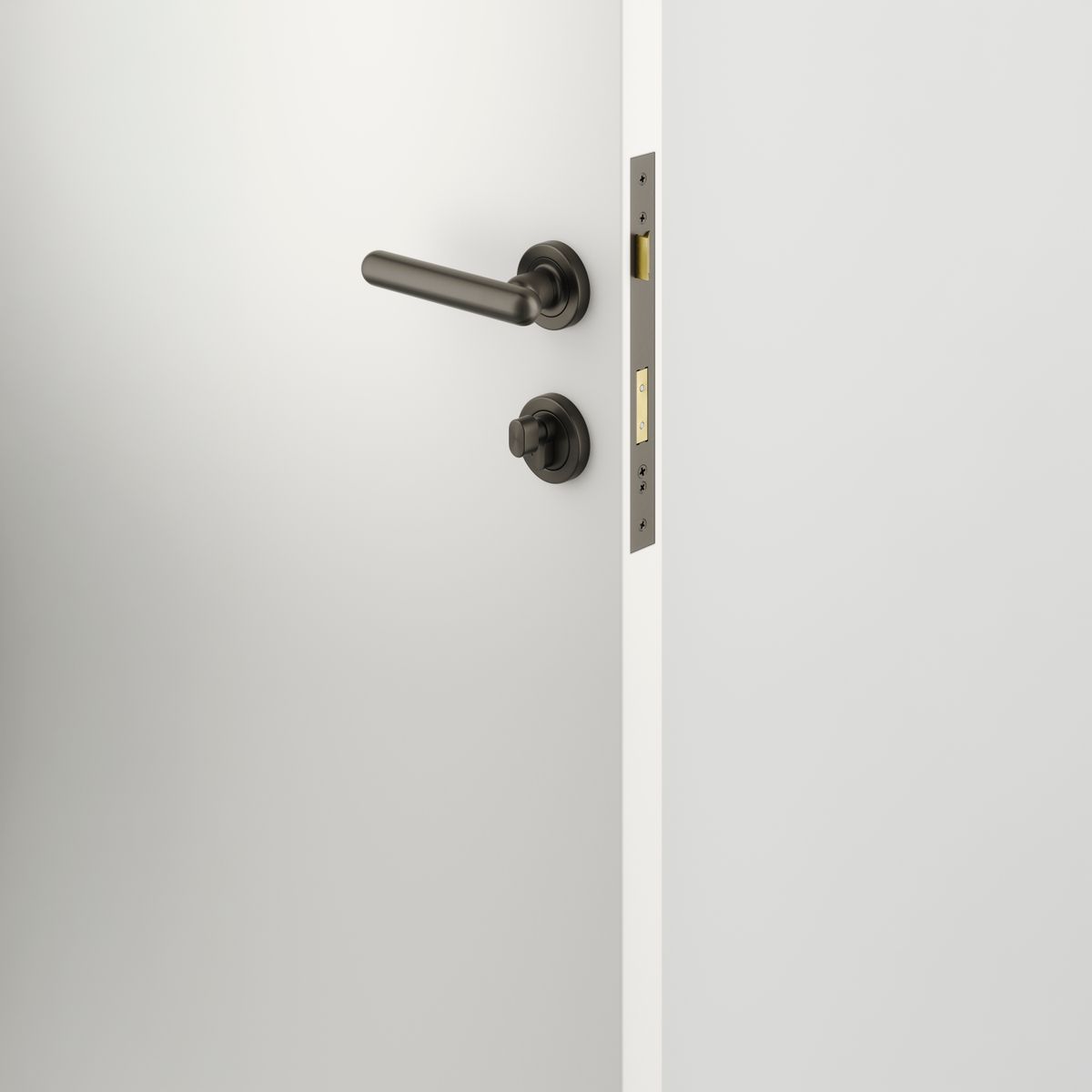 24001KENTR60KT - Puerto Lever - Round Rose Entrance Kit with Separate High Security Lock - Graphite PVD - Entrance