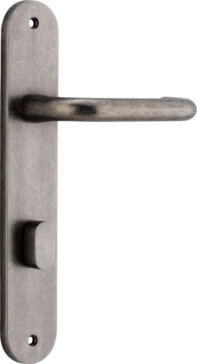 13846P85 - Oslo Lever - Oval Backplate - Distressed Nickel - Privacy