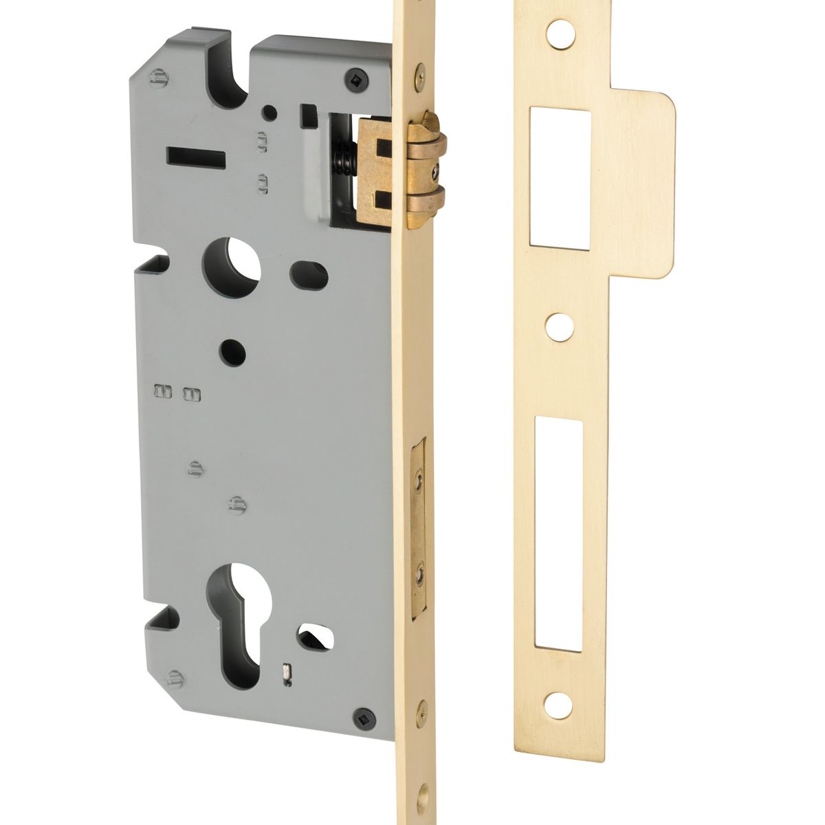 17165 - 85mm Euro Roller Mortice Lock - 45mm Backset - Brushed Gold PVD