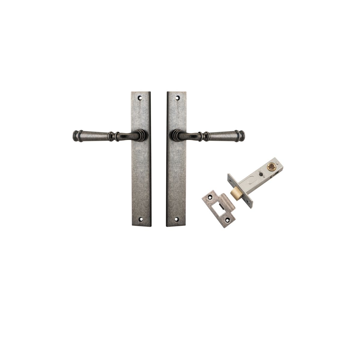 13706KPASS60 - Verona Lever - Rectangular Backplate Passage Kit - Distressed Nickel - Passage