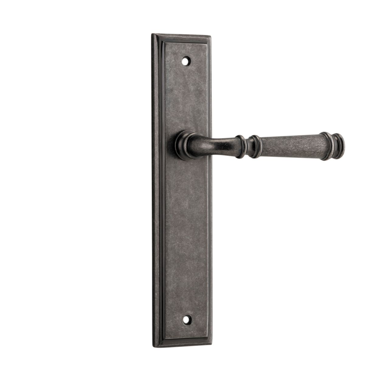 13742 - Verona Lever - Stepped Backplate - Distressed Nickel - Passage
