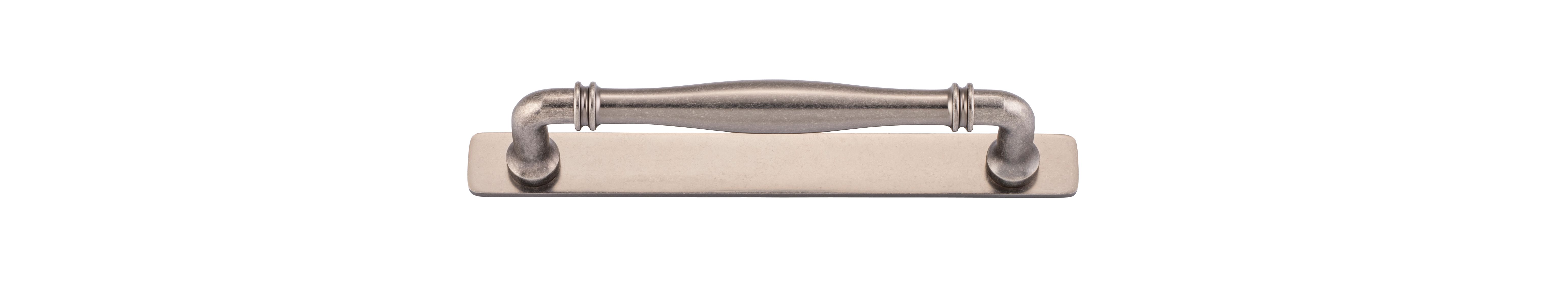 21077B - Sarlat Cabinet Pull with Backplate - CTC160mm - Distressed Nickel