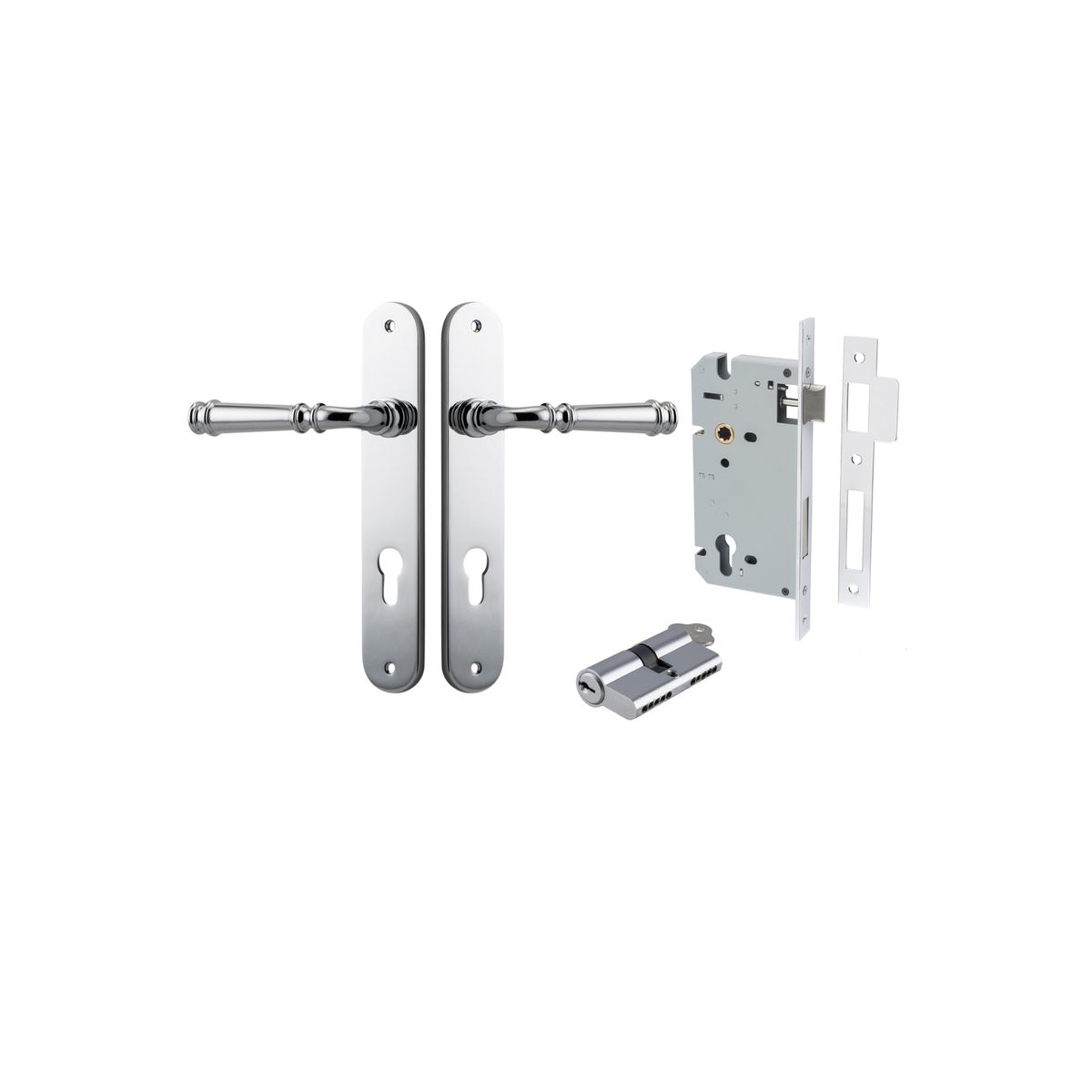 11730KENTR60KK - Verona Lever - Oval Backplate Entrance Kit with High Security Lock - Polished Chrome - Entrance