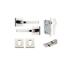 0398KENTR60KT - Annecy Lever - Square Rose Entrance Kit with Separate High Security Lock - Polished Nickel - Entrance
