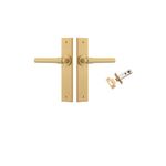 15404KPASS60 - Helsinki Lever - Chamfered Backplate Passage Kit - Brushed Brass - Passage