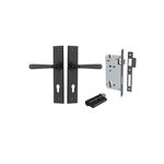 12880KENTR60KK - Copenhagen Lever - Chamfered Backplate Entrance Kit with High Security Lock - Matt Black - Entrance