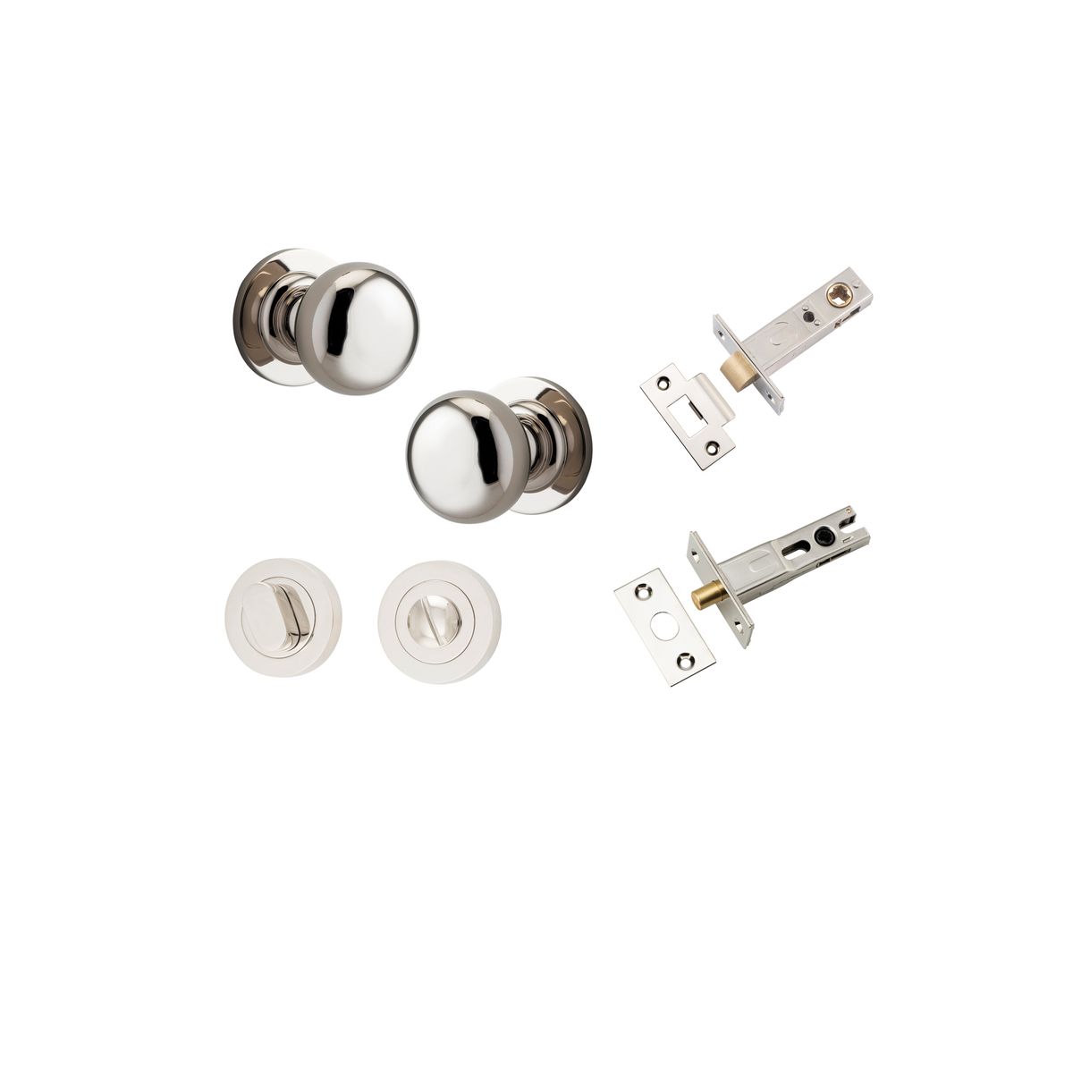 0208KPRIV60 - Cambridge Knob - Round Rose Privacy Kit with Separate Privacy Turn - Polished Nickel - Privacy