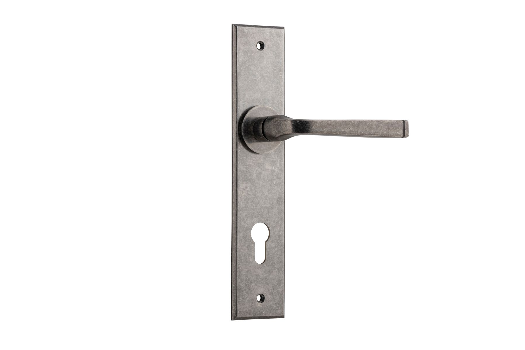 13788E85 - Annecy Lever - Chamfered Backplate - Distressed Nickel - Entrance