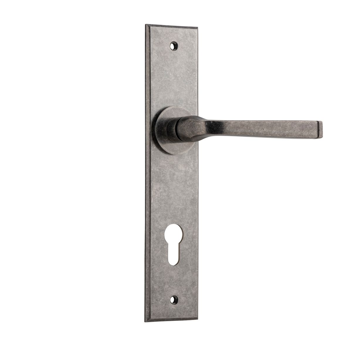 13788E85 - Annecy Lever - Chamfered Backplate - Distressed Nickel - Entrance