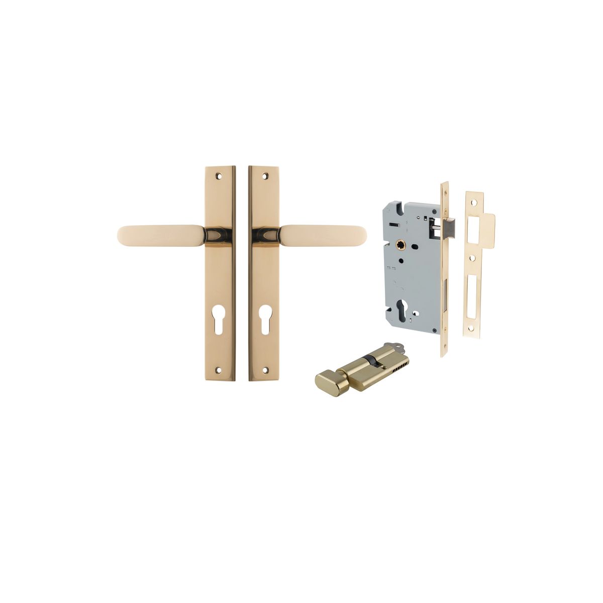 10248KENTR60KT - Bronte Lever - Rectangular Backplate Entrance Kit with High Security Lock - Polished Brass - Entrance