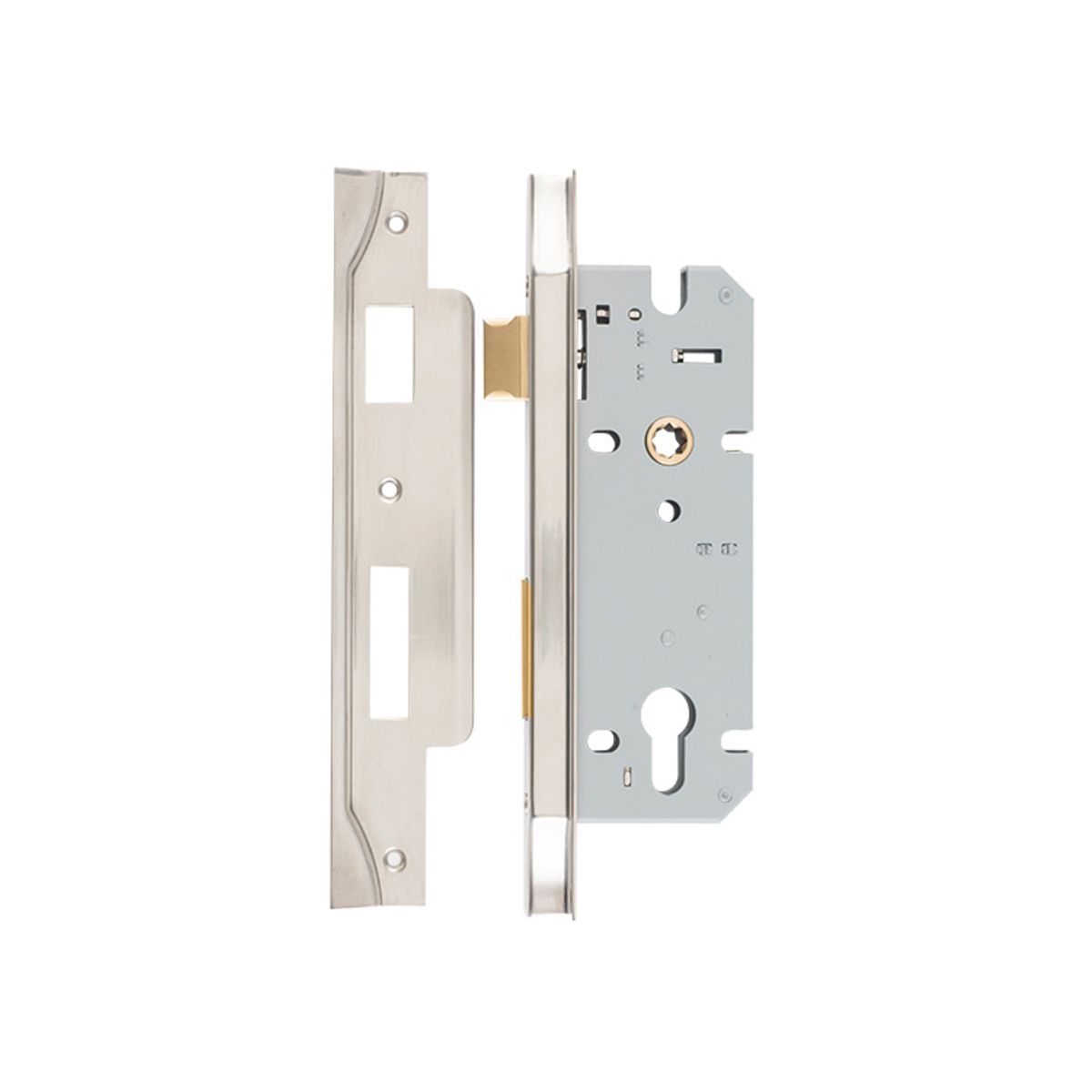 6100 - Rebated 85mm Euro Mortice Locks - 45mm Backset - Satin Nickel