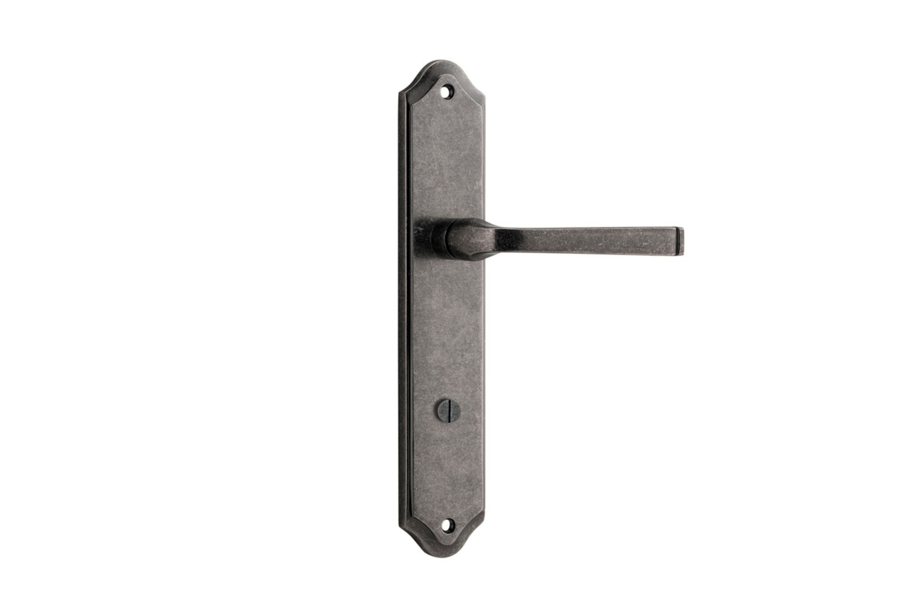 13720P85 - Annecy Lever - Shouldered Backplate - Distressed Nickel - Privacy