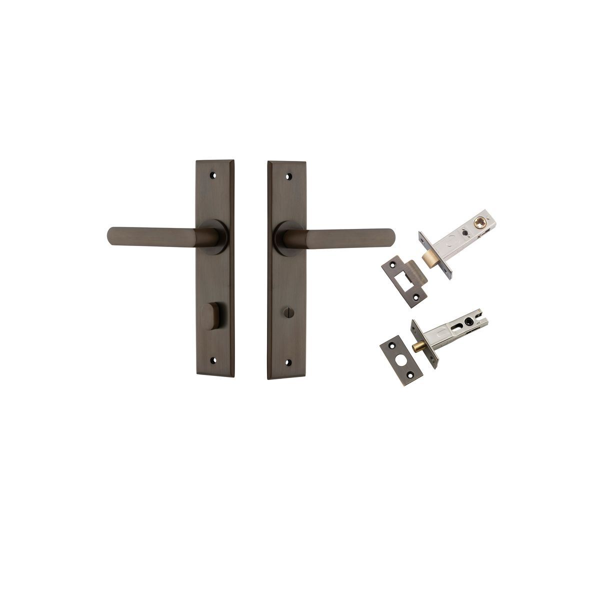 10868KPRIV60 - Osaka Lever - Chamfered Backplate Privacy Kit with Privacy Turn - Signature Brass - Privacy