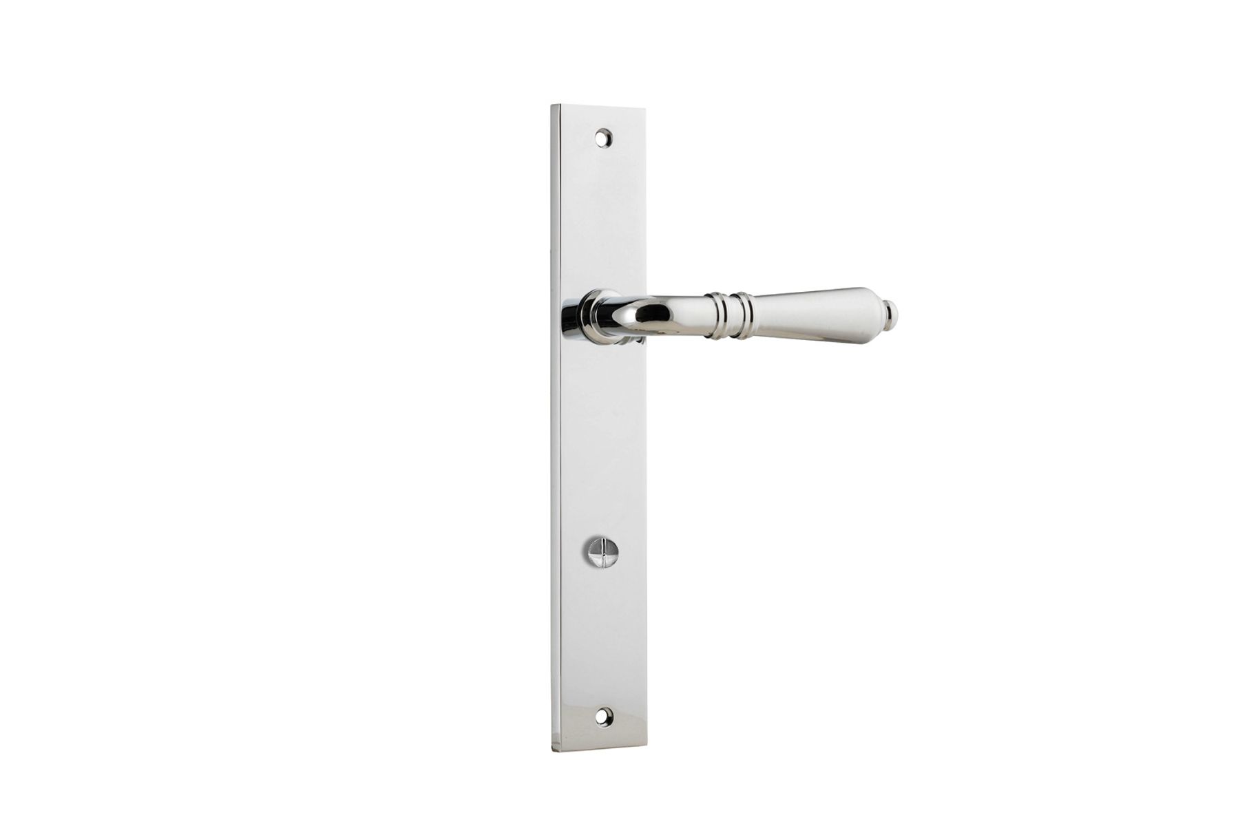 11700P85 - Sarlat Lever - Rectangular Backplate - Polished Chrome - Privacy