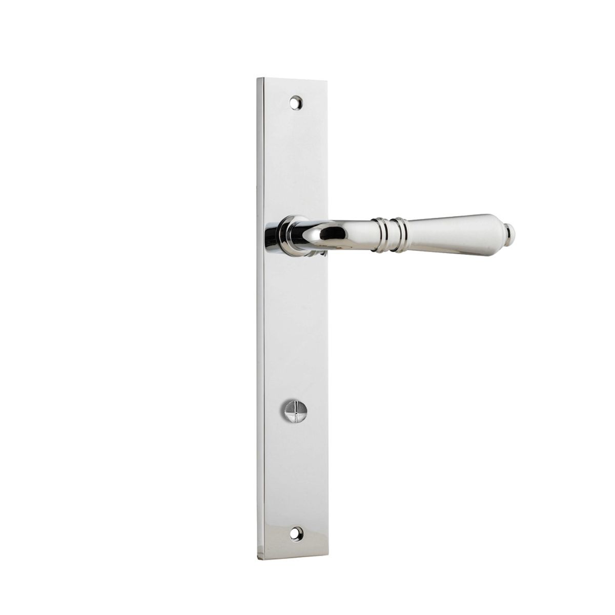 11700P85 - Sarlat Lever - Rectangular Backplate - Polished Chrome - Privacy