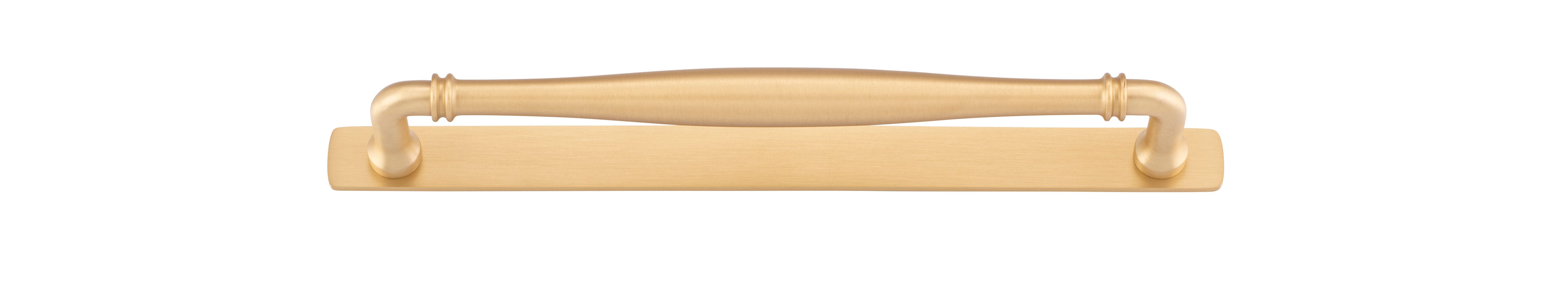 21086B - Sarlat Cabinet Pull with Backplate - CTC256mm - Brushed Brass