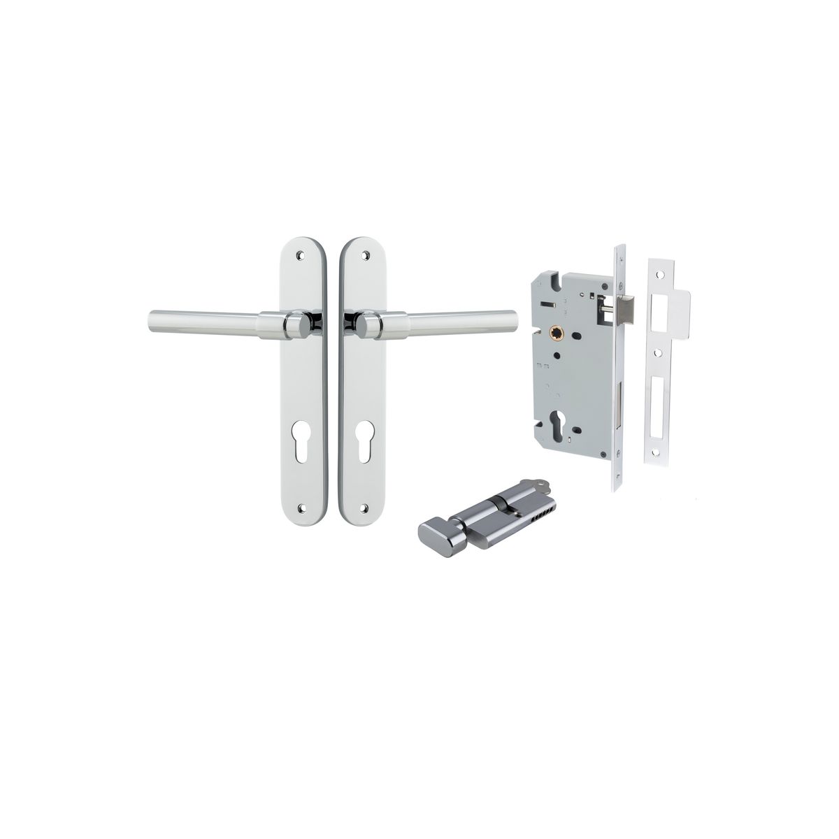 11900KENTR60KT - Helsinki Lever - Oval Backplate Entrance Kit with High Security Lock - Polished Chrome - Entrance