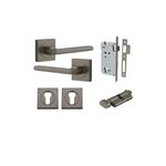 16875KENTR60KT - Baltimore Lever - Square Rose Entrance Kit with Separate High Security Lock - Graphite PVD - Entrance