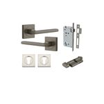 16875KENTR60KT - Baltimore Lever - Square Rose Entrance Kit with Separate High Security Lock - Graphite PVD - Entrance