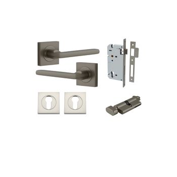 Baltimore Lever - Square Rose Entrance Kit with Separate High Security Lock