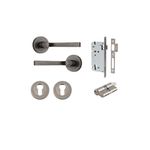 0327KENTR60KK - Annecy Lever - Round Rose Entrance Kit with Separate High Security Lock - Distressed Nickel - Entrance