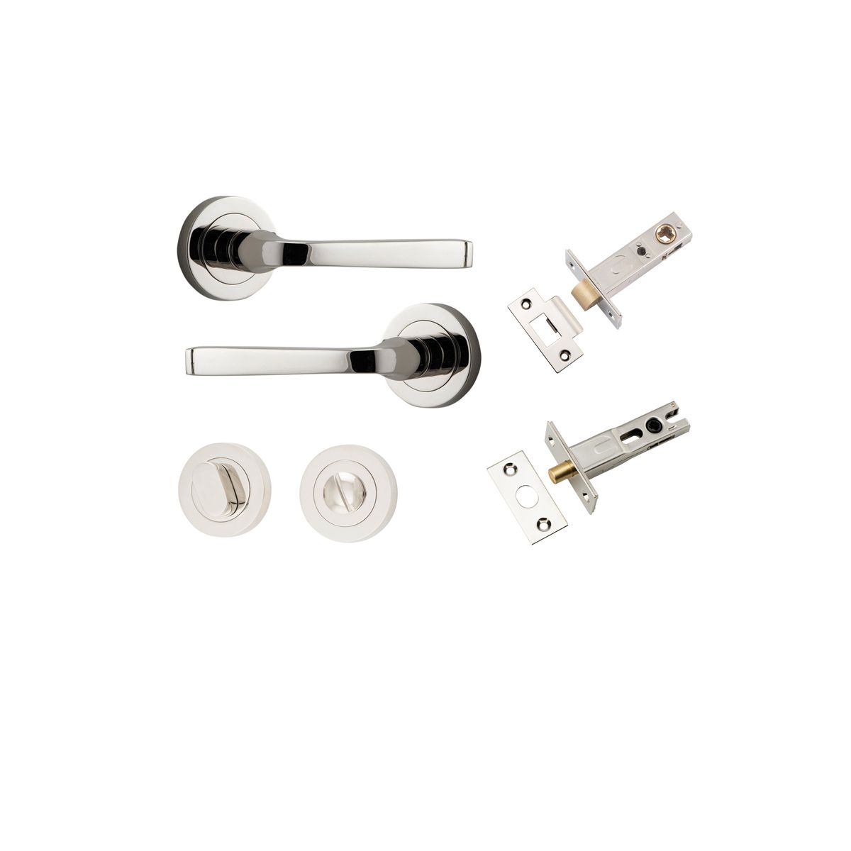 0328KPRIV60 - Annecy Lever - Round Rose Privacy Kit with Separate Privacy Turn - Polished Nickel - Privacy