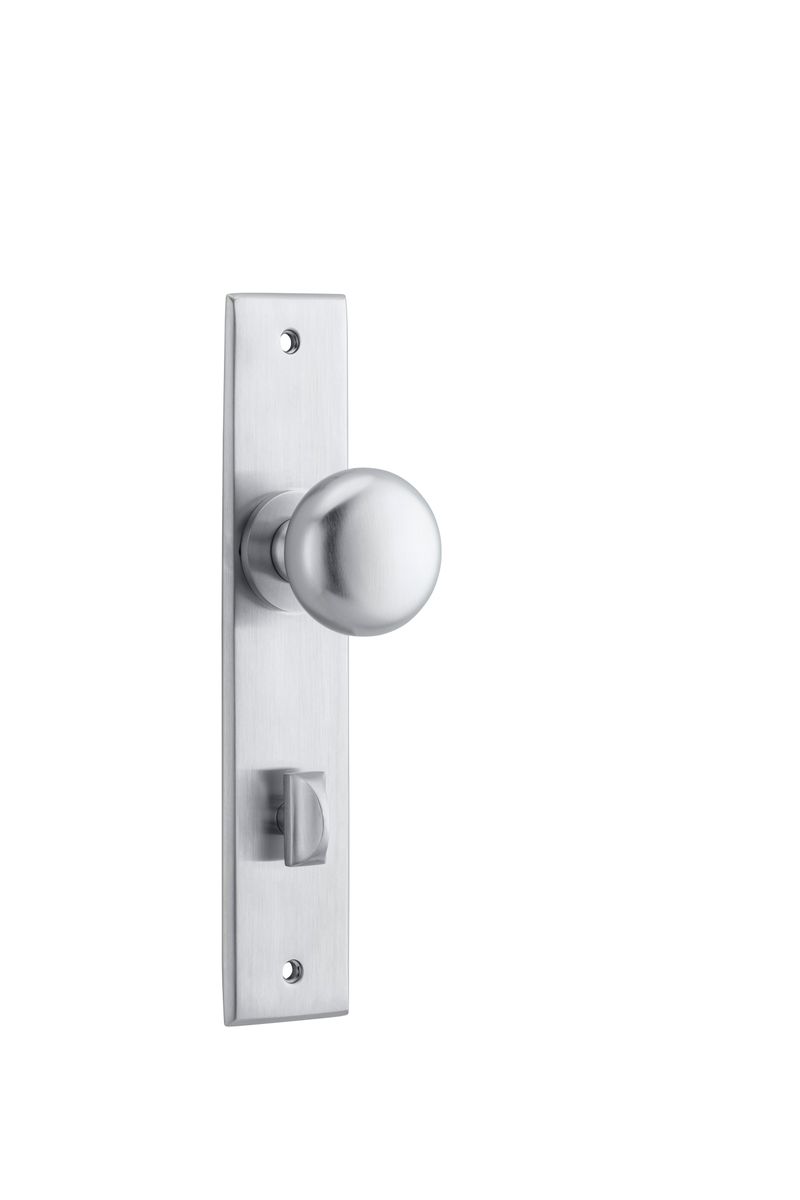 12446P85 - Cambridge Knob - Chamfered Backplate - Brushed Chrome - Privacy