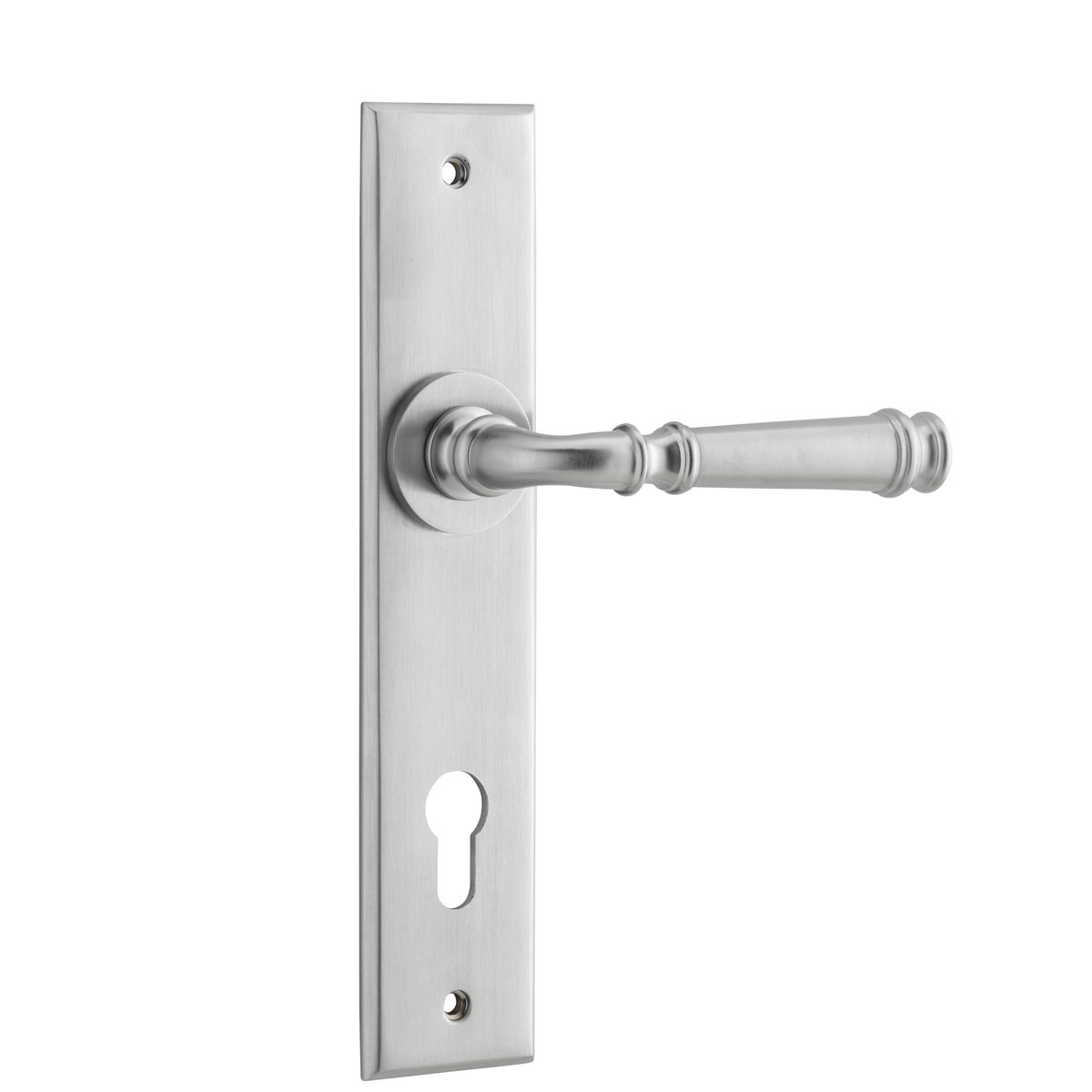 12286E85 - Verona Lever - Chamfered Backplate - Brushed Chrome - Entrance