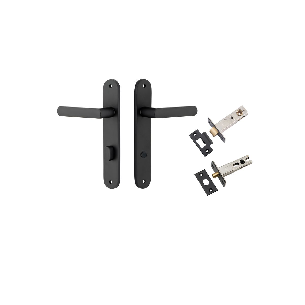 12864KPRIV60 - Osaka Lever - Oval Backplate Privacy Kit with Privacy Turn - Matt Black - Privacy