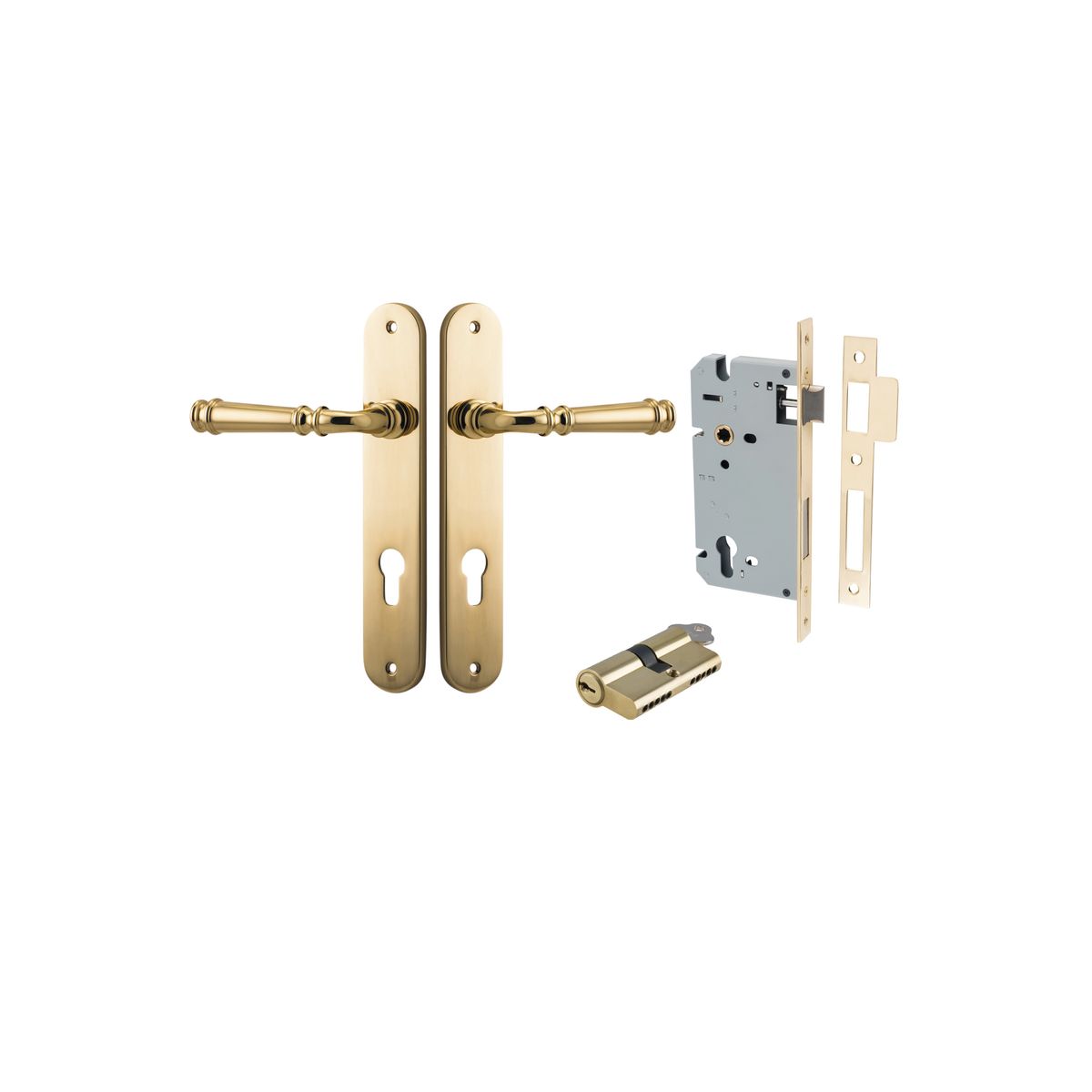10230KENTR60KK - Verona Lever - Oval Backplate Entrance Kit with High Security Lock - Polished Brass - Entrance