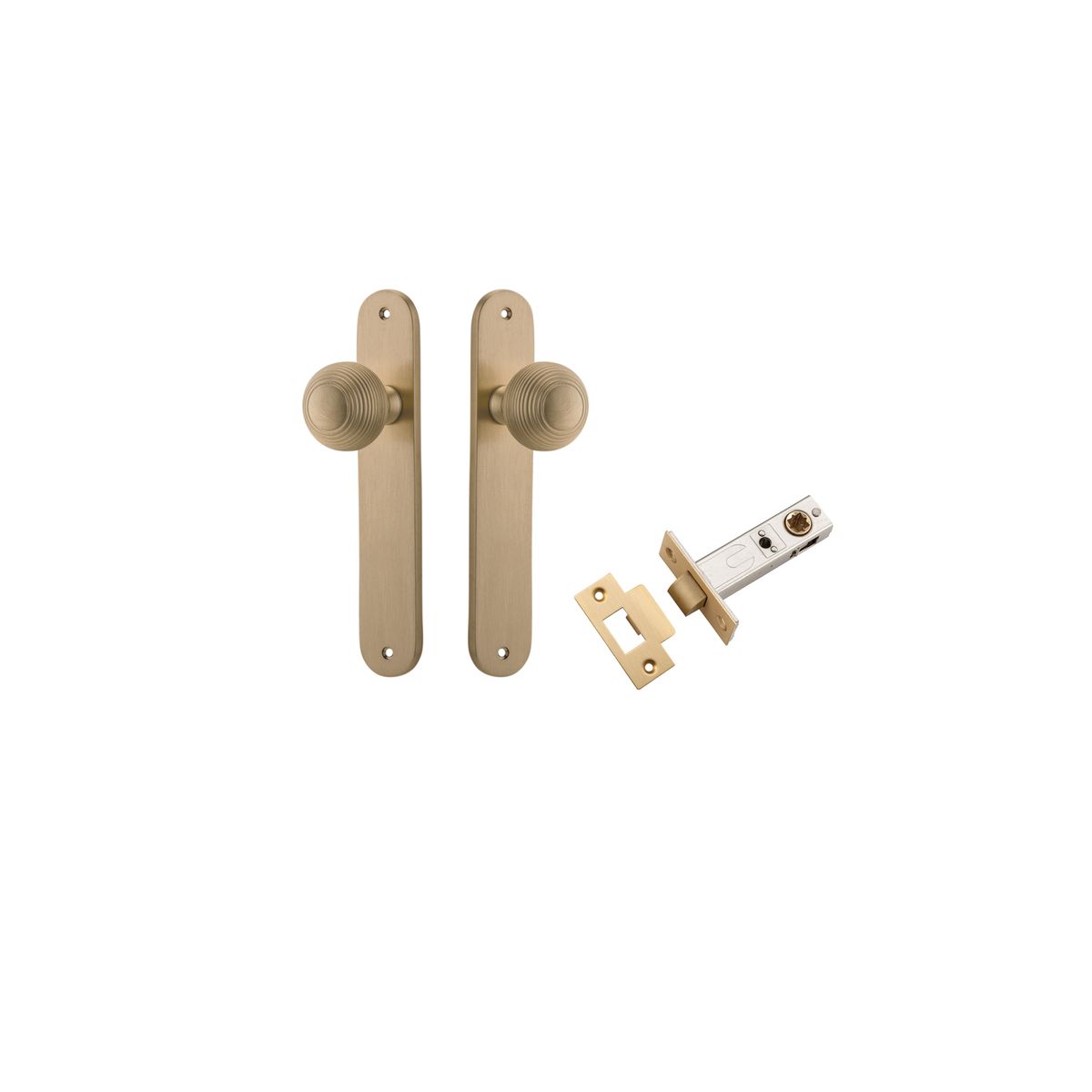 15336KPASS60 - Guildford Knob - Oval Backplate Passage Kit - Brushed Brass - Passage