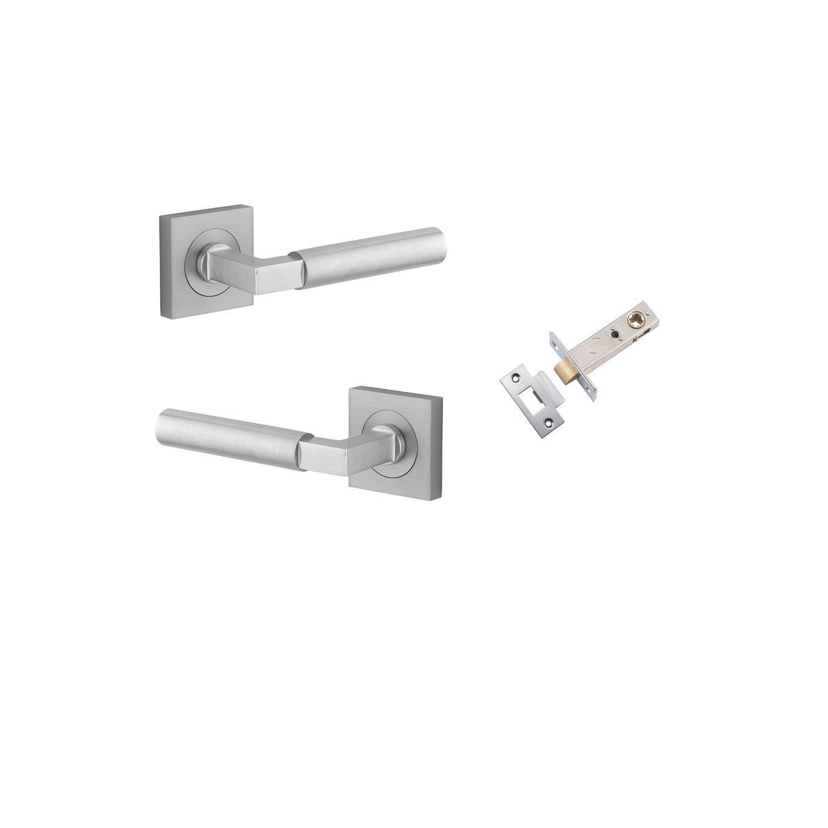 0415KPASS60 - Berlin Lever - Square Rose Passage Kit - Brushed Chrome - Passage