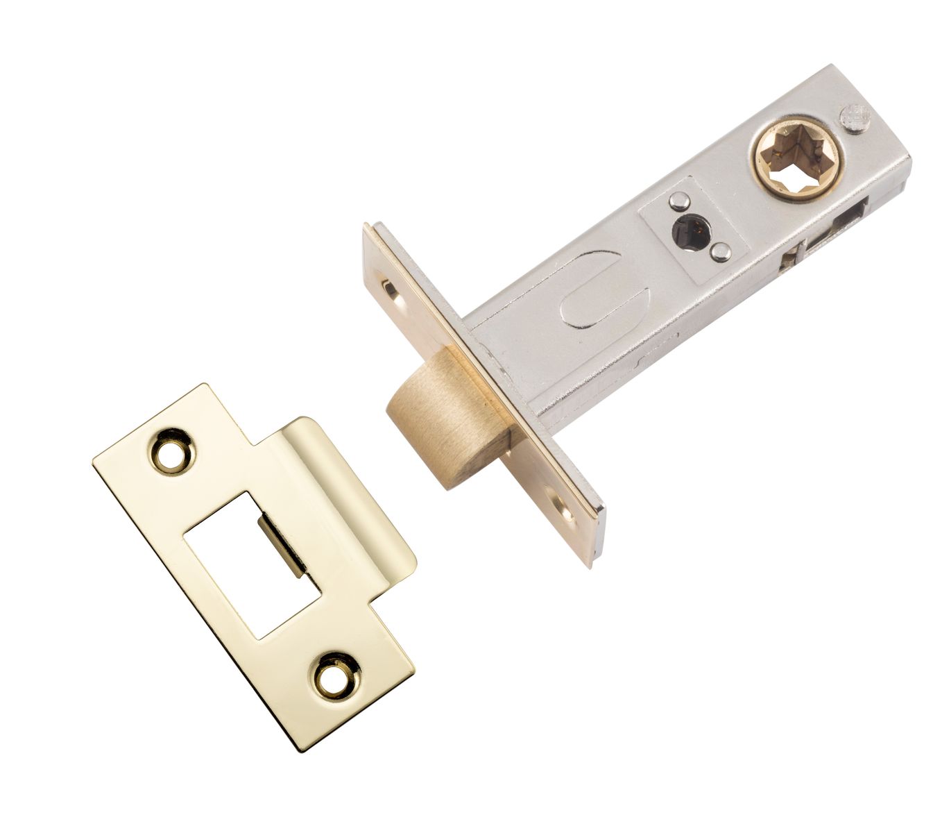 21481 - Hard Sprung Split Cam Tube Latch - 60mm Backset - Polished Brass