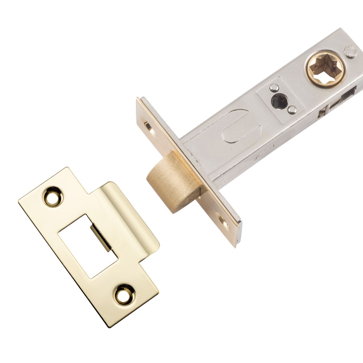 21481 - Hard Sprung Split Cam Tube Latch - 60mm Backset - Polished Brass