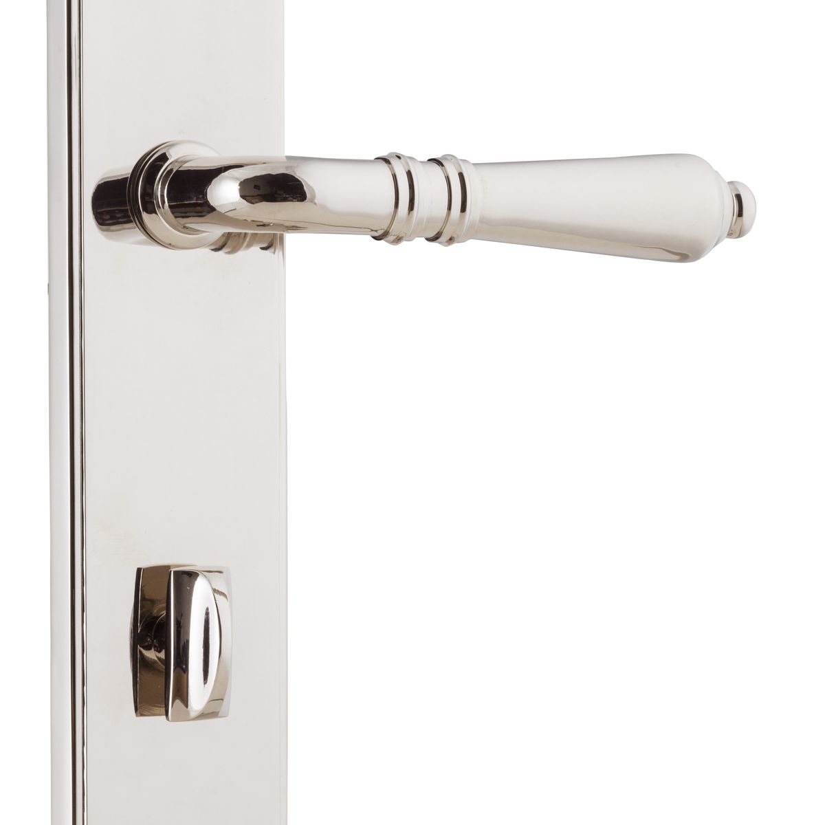 14212P85 - Sarlat Lever - Shouldered Backplate - Polished Nickel - Privacy