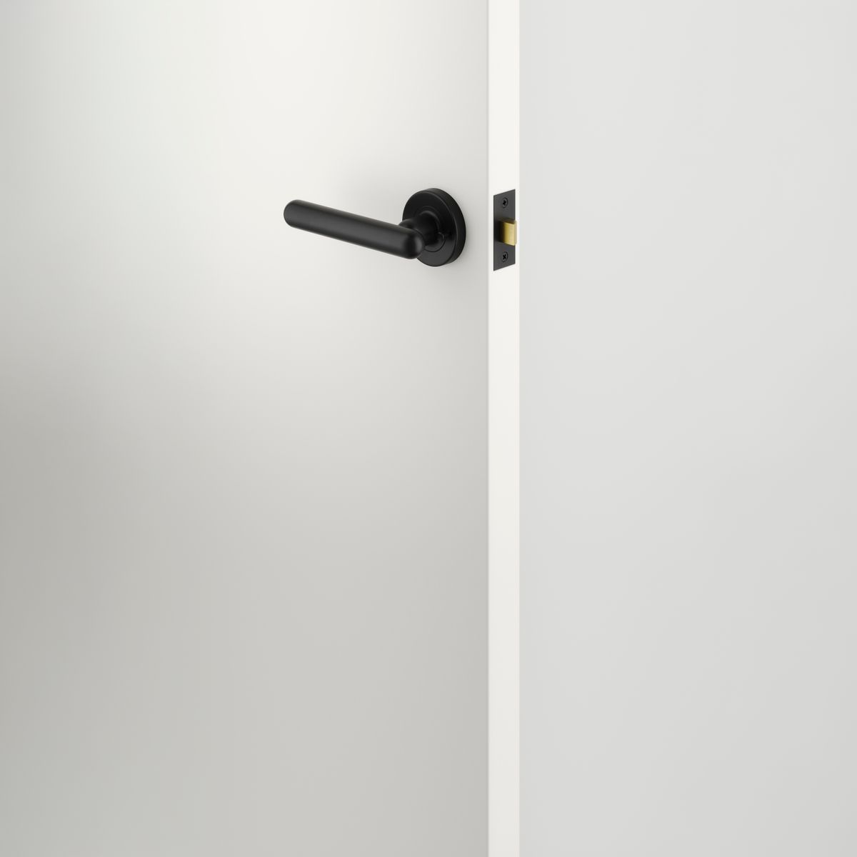 24003KIBPRIV60 - Puerto Lever - Round Rose (Inbuilt Privacy) - Matt Black - Privacy