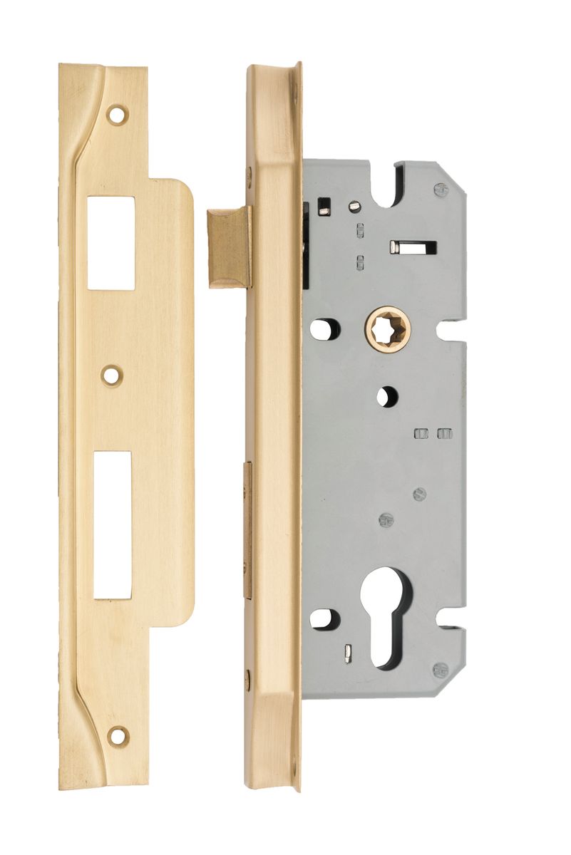 6108 - Rebated 85mm Euro Mortice Locks - 45mm Backset - Brushed Brass