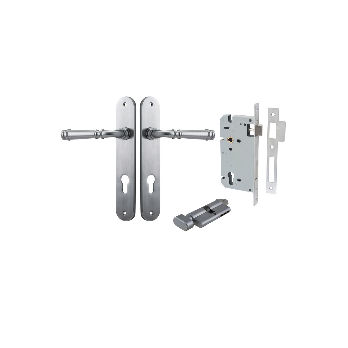 12230KENTR60KT - Verona Lever - Oval Backplate Entrance Kit with High Security Lock - Brushed Chrome - Entrance