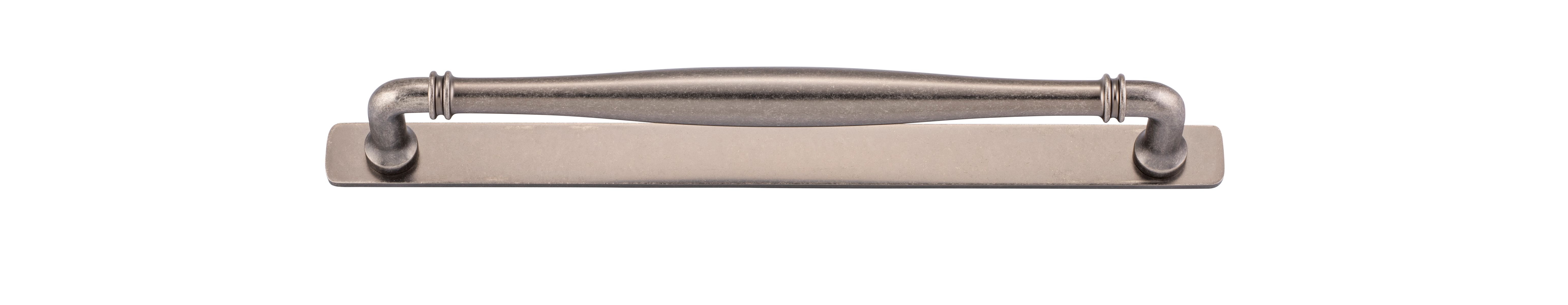 21087B - Sarlat Cabinet Pull with Backplate - CTC256mm - Distressed Nickel