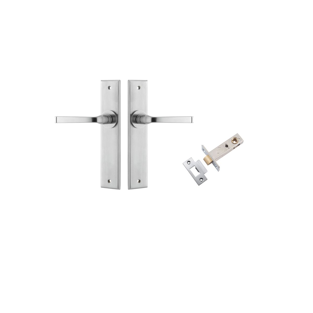 12288KPASS60 - Annecy Lever - Chamfered Backplate Passage Kit - Brushed Chrome - Passage